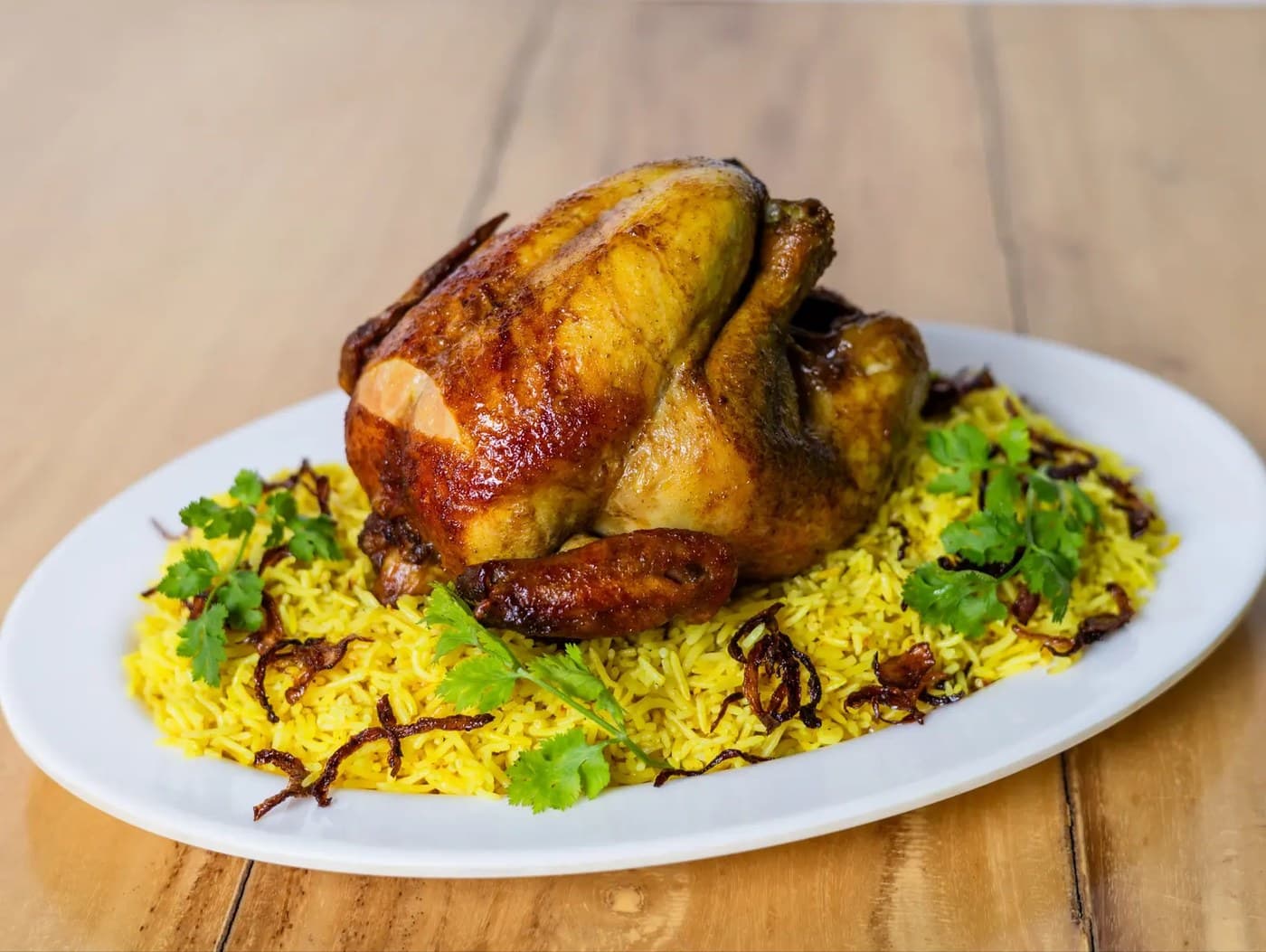 Biryani lechon manok with biryani rice