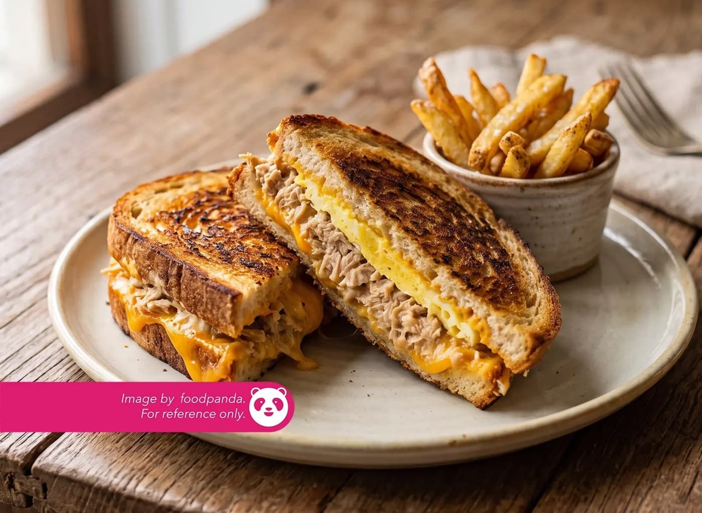 Tuna Panini Sandwich With Fries