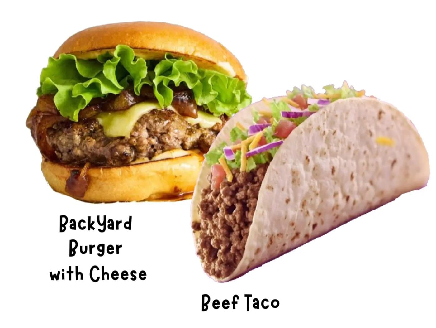 S1 Backyard Burger with Cheese & Beef Taco
