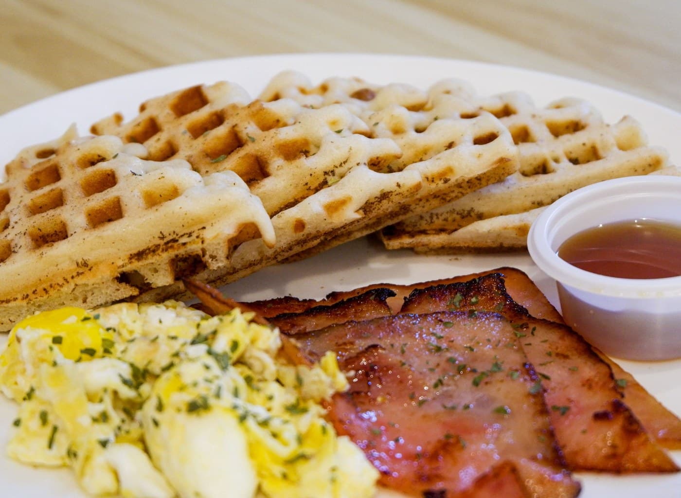 Waffle With Ham & Egg