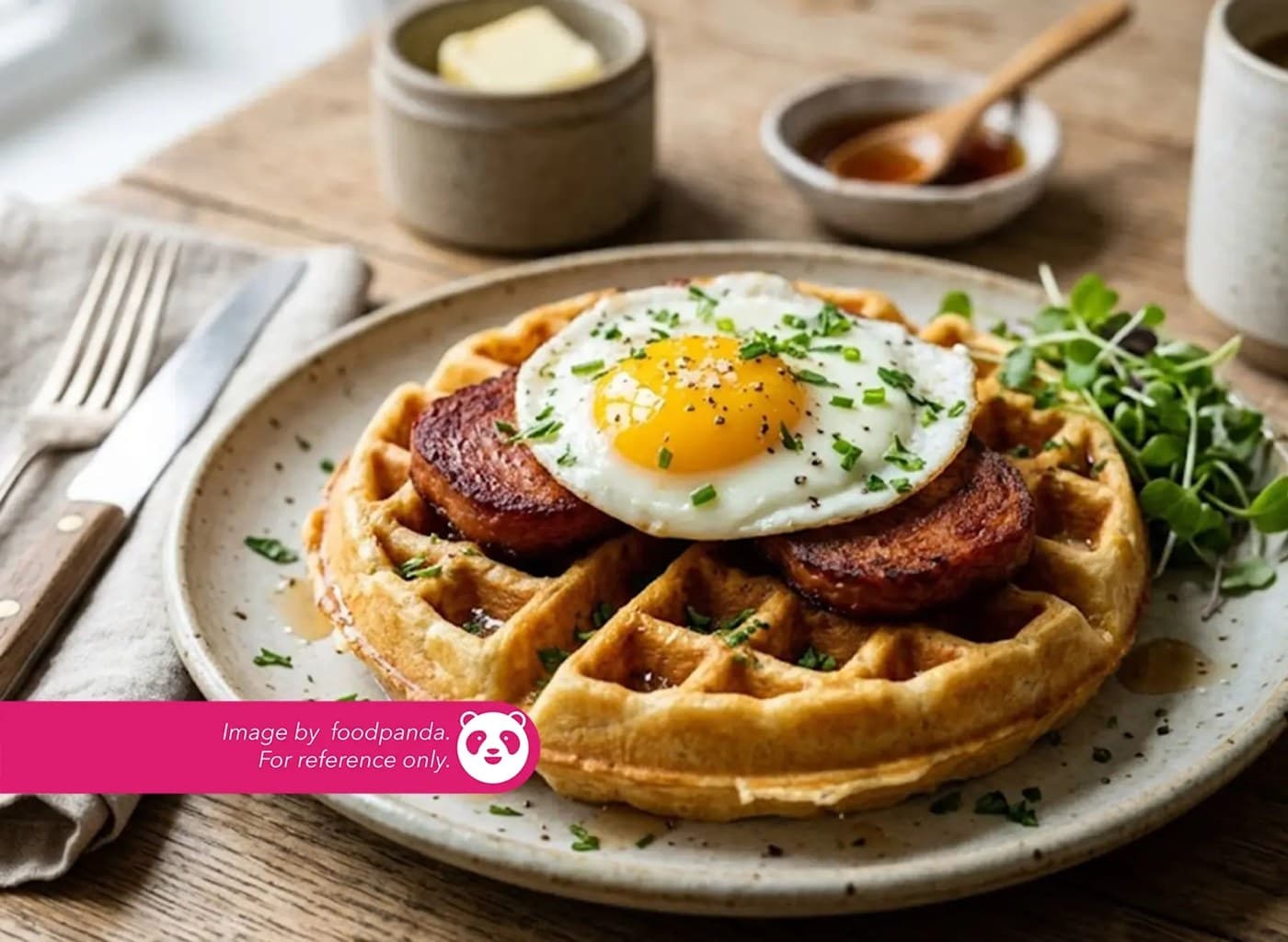 Waffle with Spam & Egg