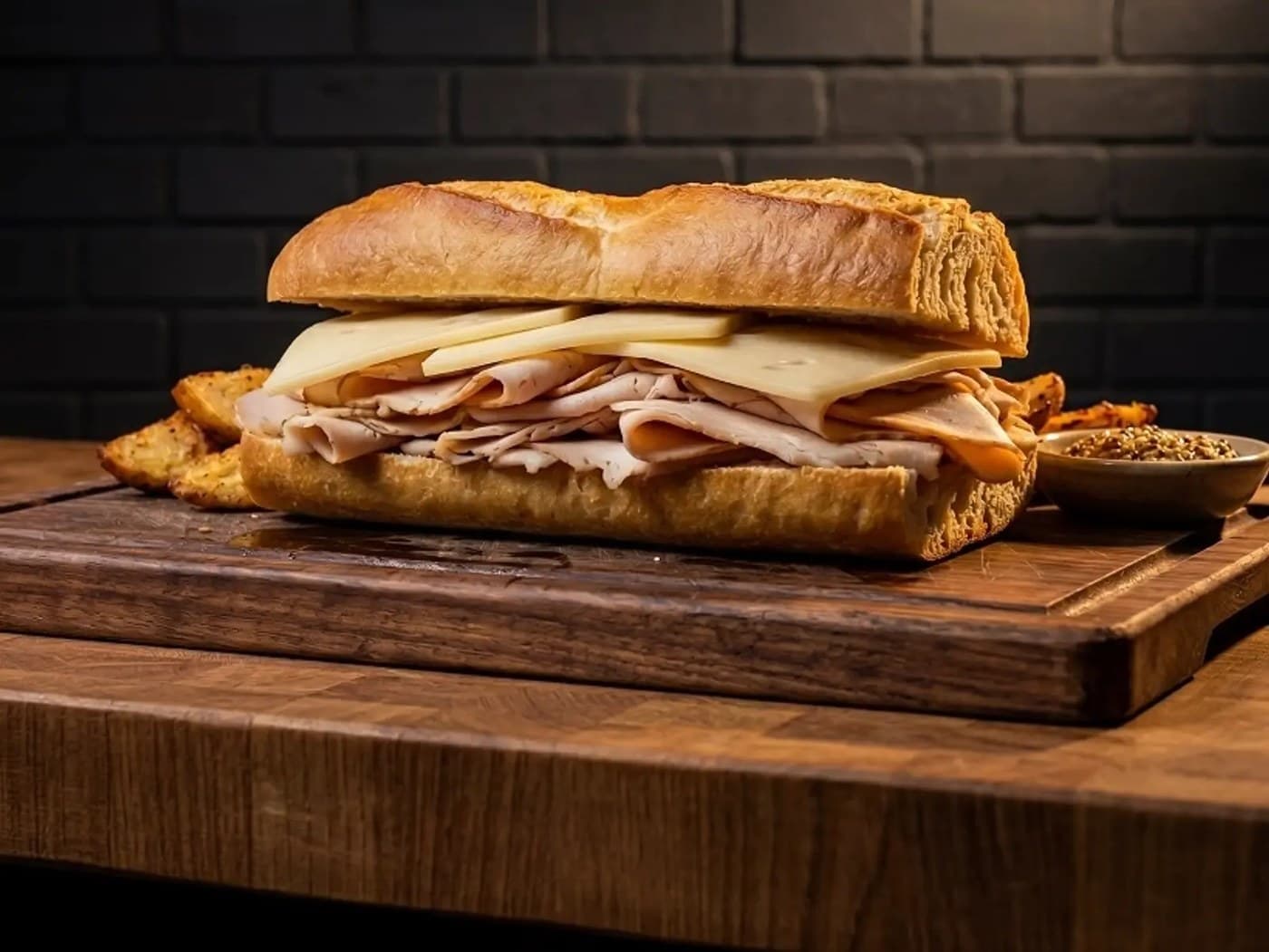 Turkey Ham Baguette  FULLY Loaded with Mozzarella M 3TH CH