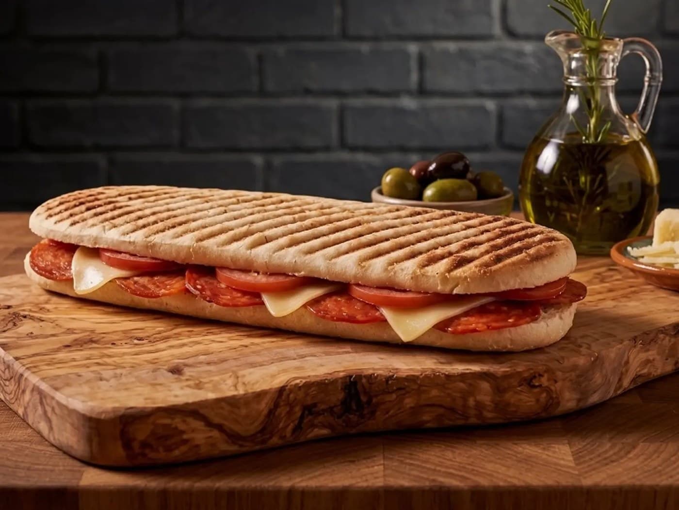 Italian Pepperoni Garlic Paninni with Mozzarella cheese toasted GB 9 T PEP CH T