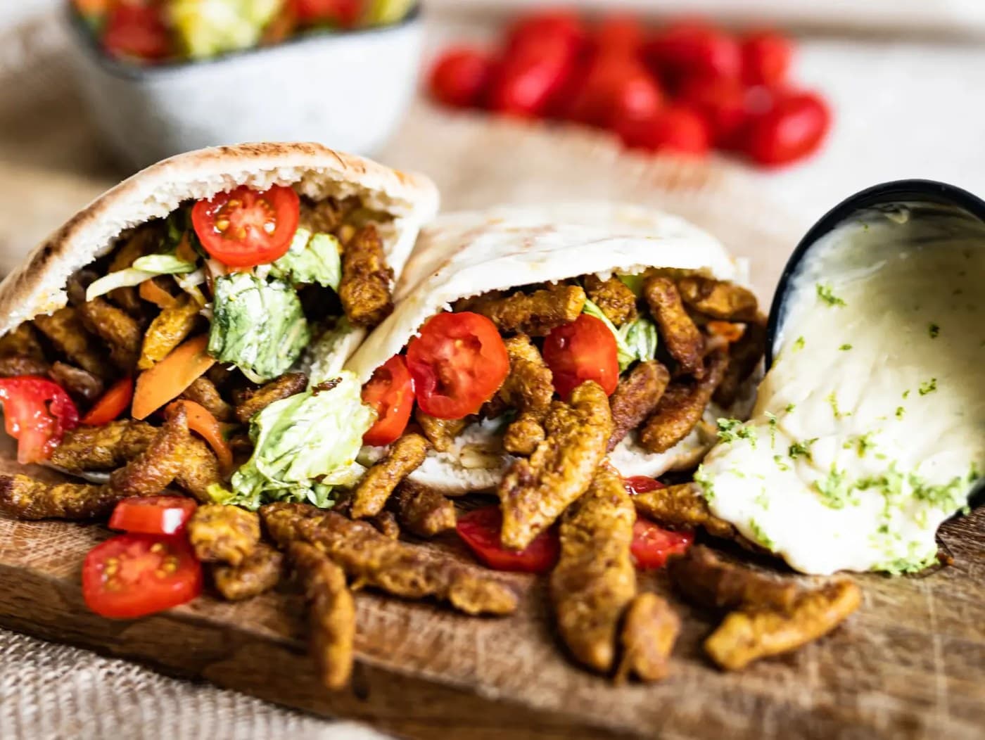 Loaded Chicken Shoarma Meat  in pita Pouch LT with French Fries