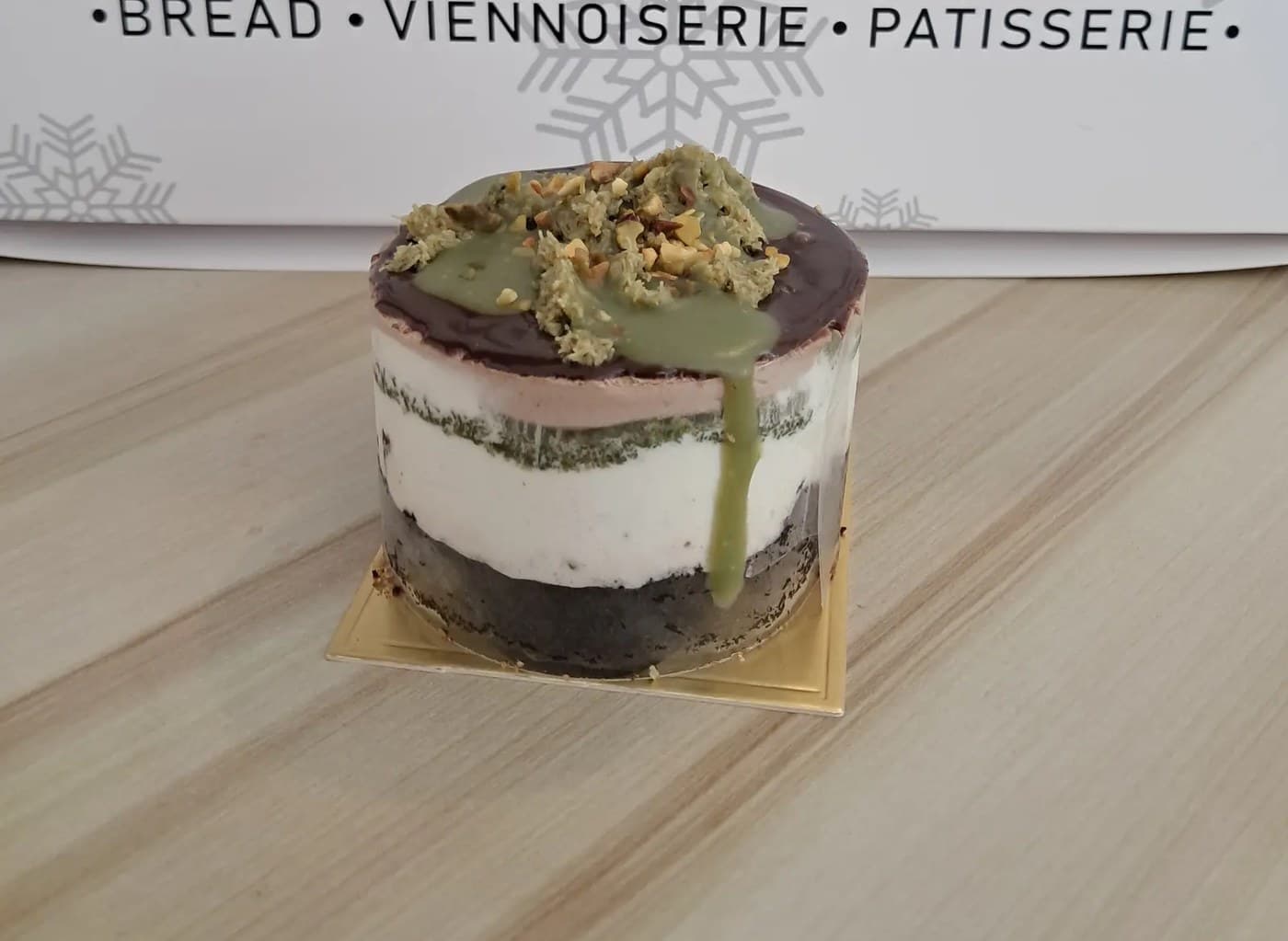 Chocolate Pistachio Kinufah Cake
