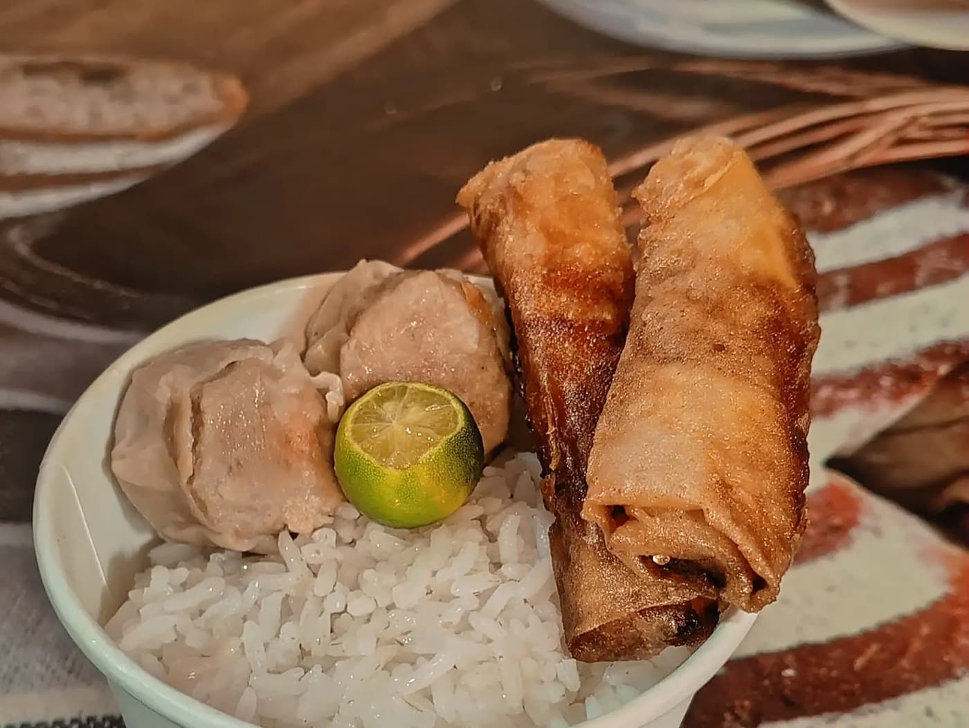Rice siomai and lumpia