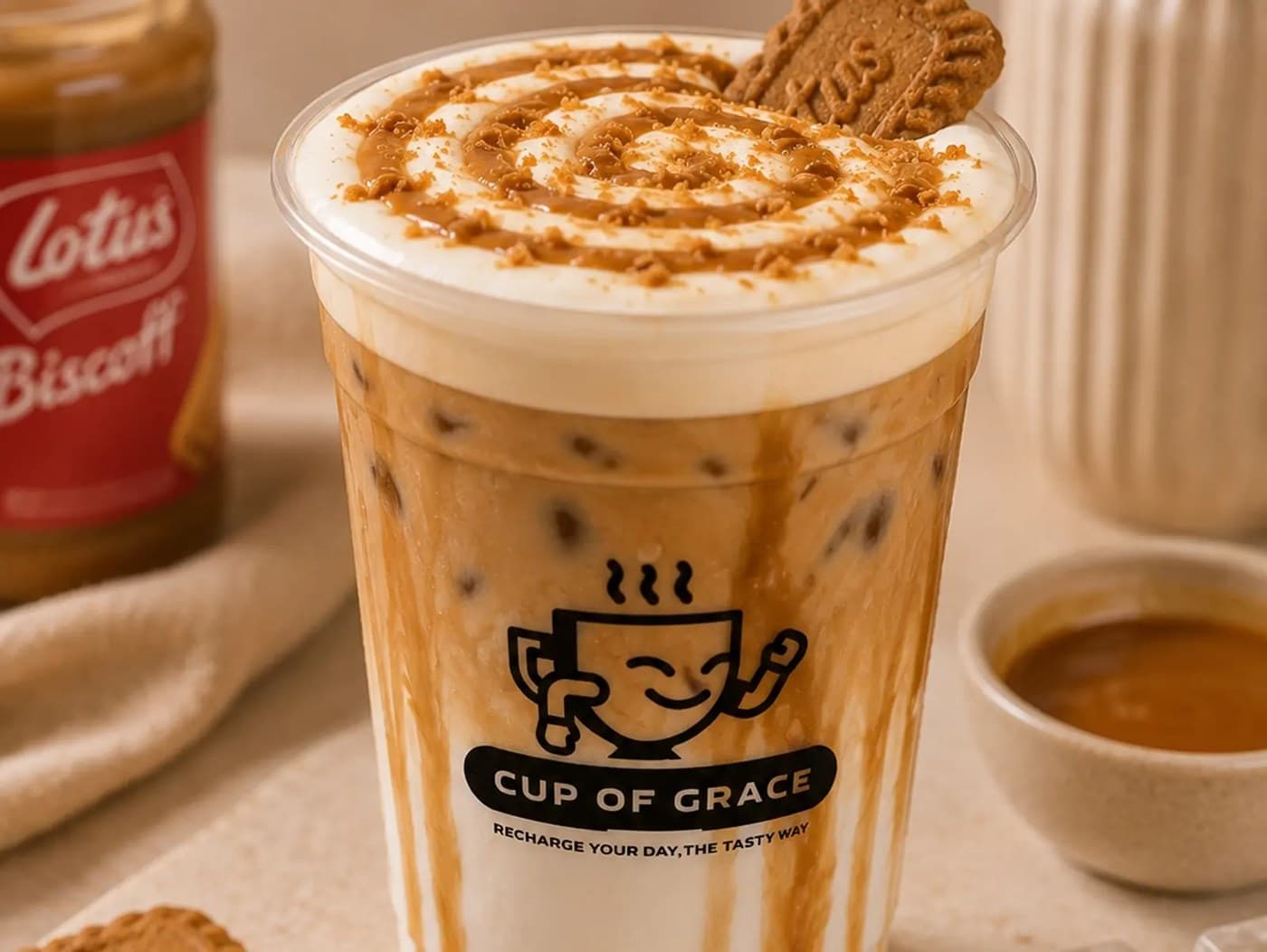 Biscoff Latte  with Bite cookies