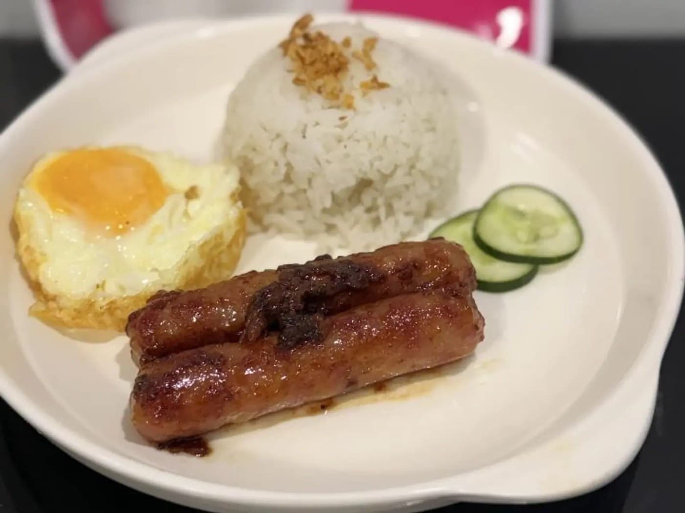 Skinless Longanisa with Egg and Rice