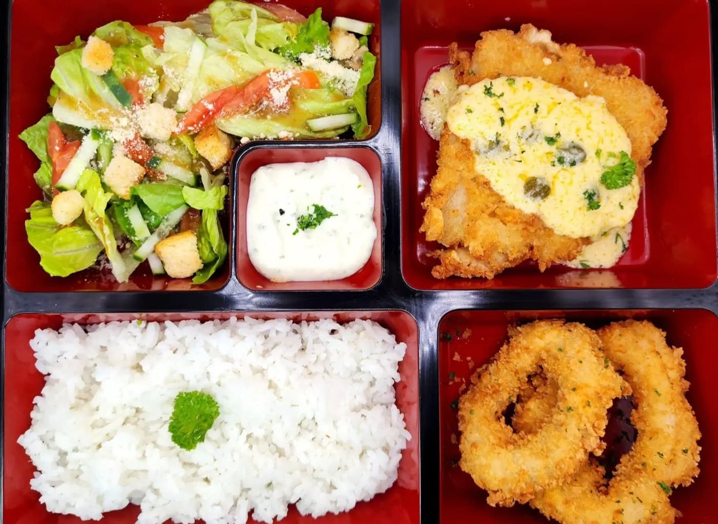 Bento Crusted Fish With Creamy Lemon Caper Sauce