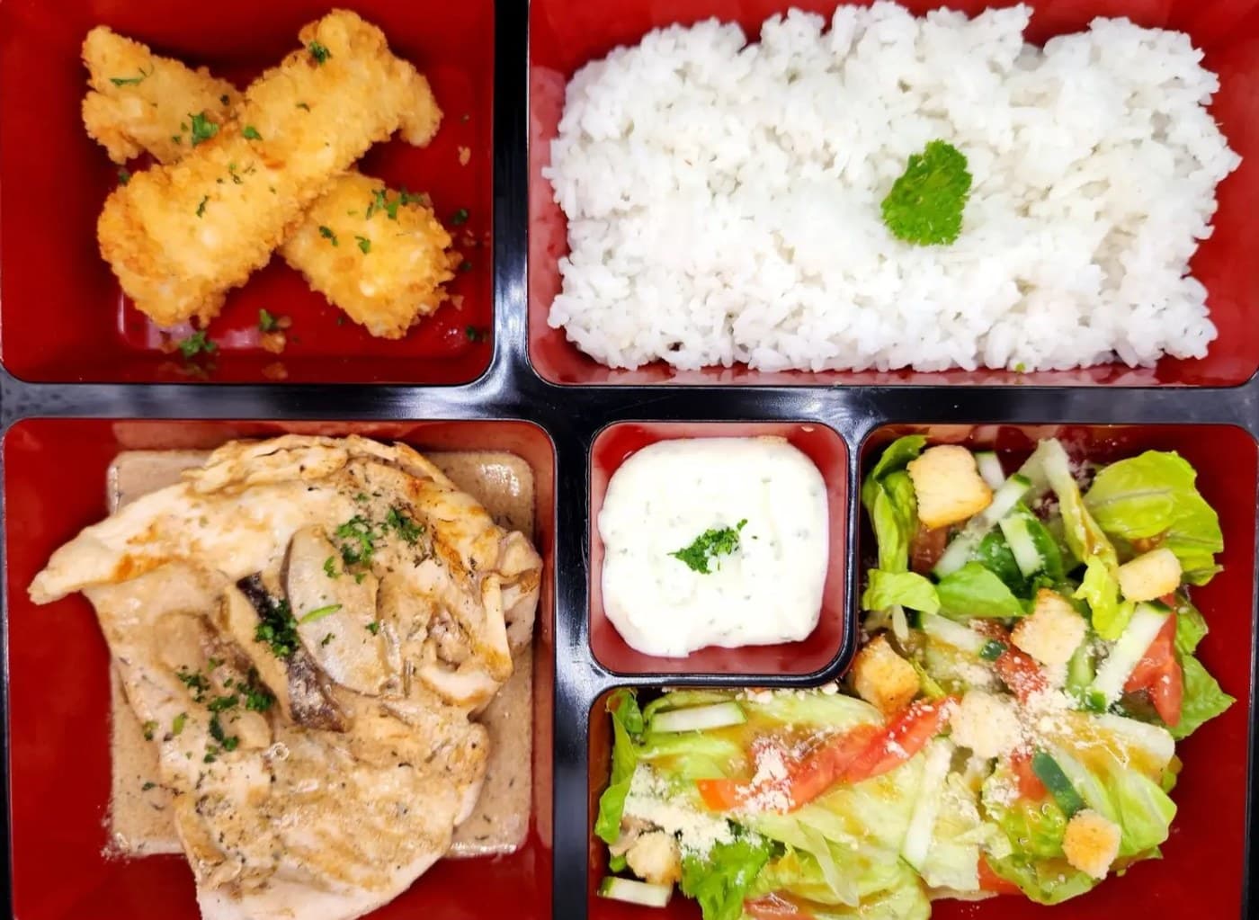 Bento Grilled Chicken With Mushroom Sauce