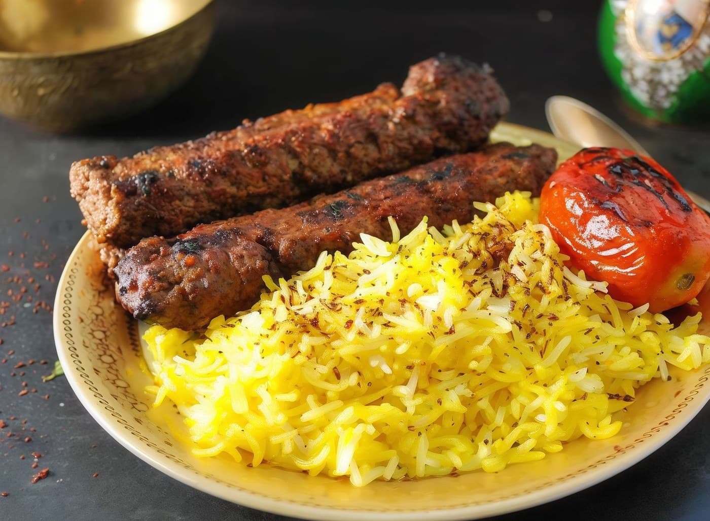 Beef Kabab With Biryani Rice