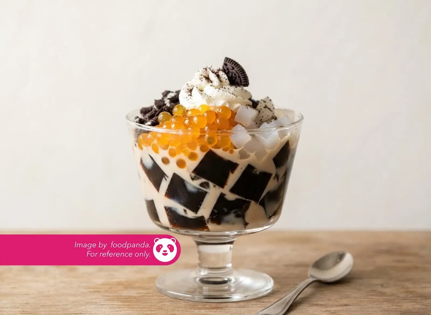 Coffee Jelly with Popping Boba, Nata de Coco, and Oreo