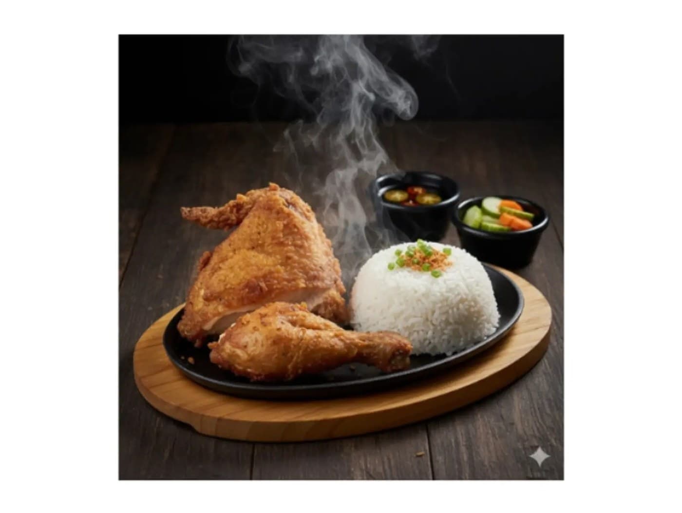 Fried chicken with rice and egg