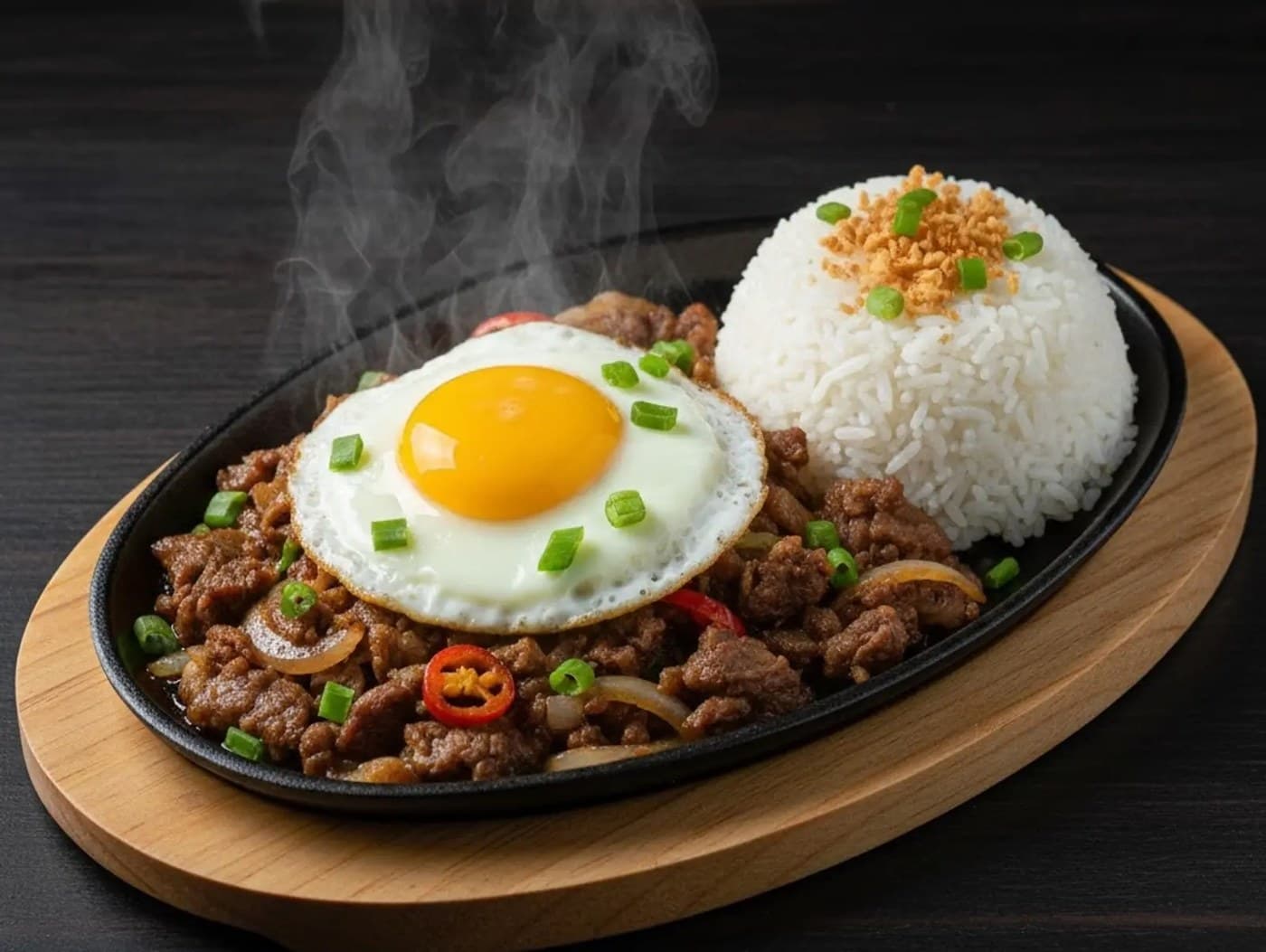 Pork sisig rice meal