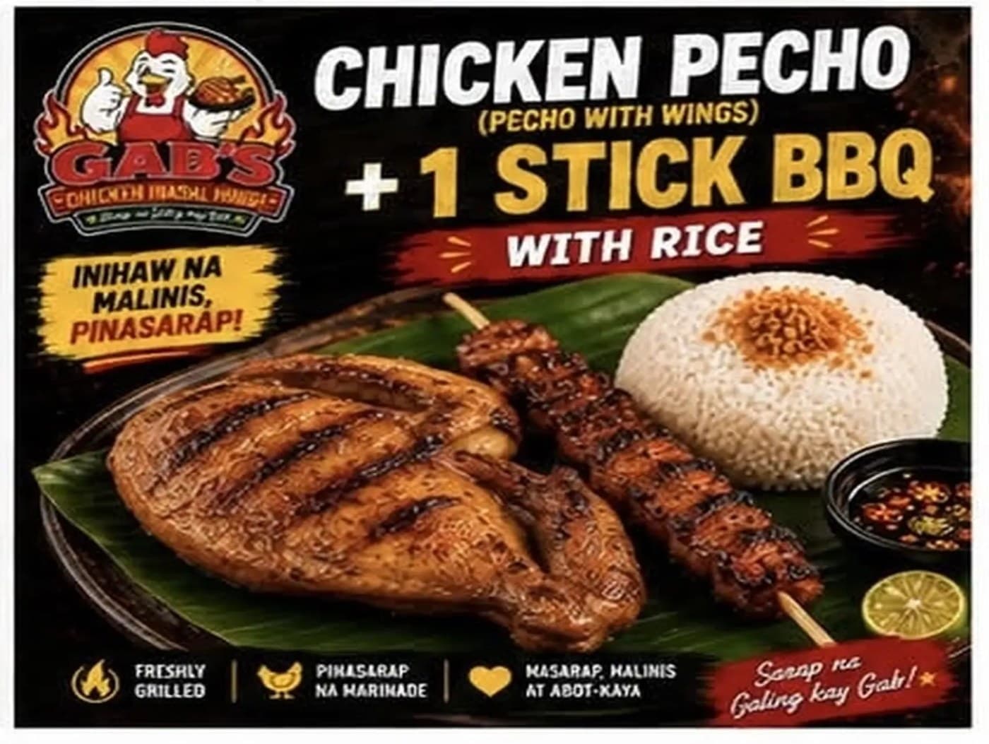 Chicken Pecho with 1 Stick BBQ and Rice