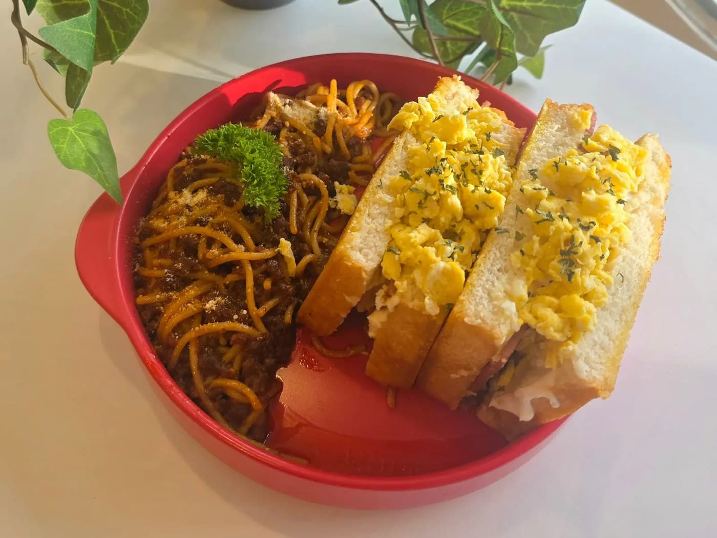 Eggdrop Sandwich and Pasta