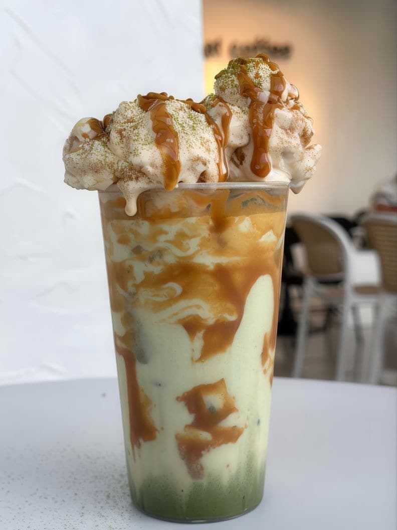 Banana-Biscoff Pudding X Matcha Latte