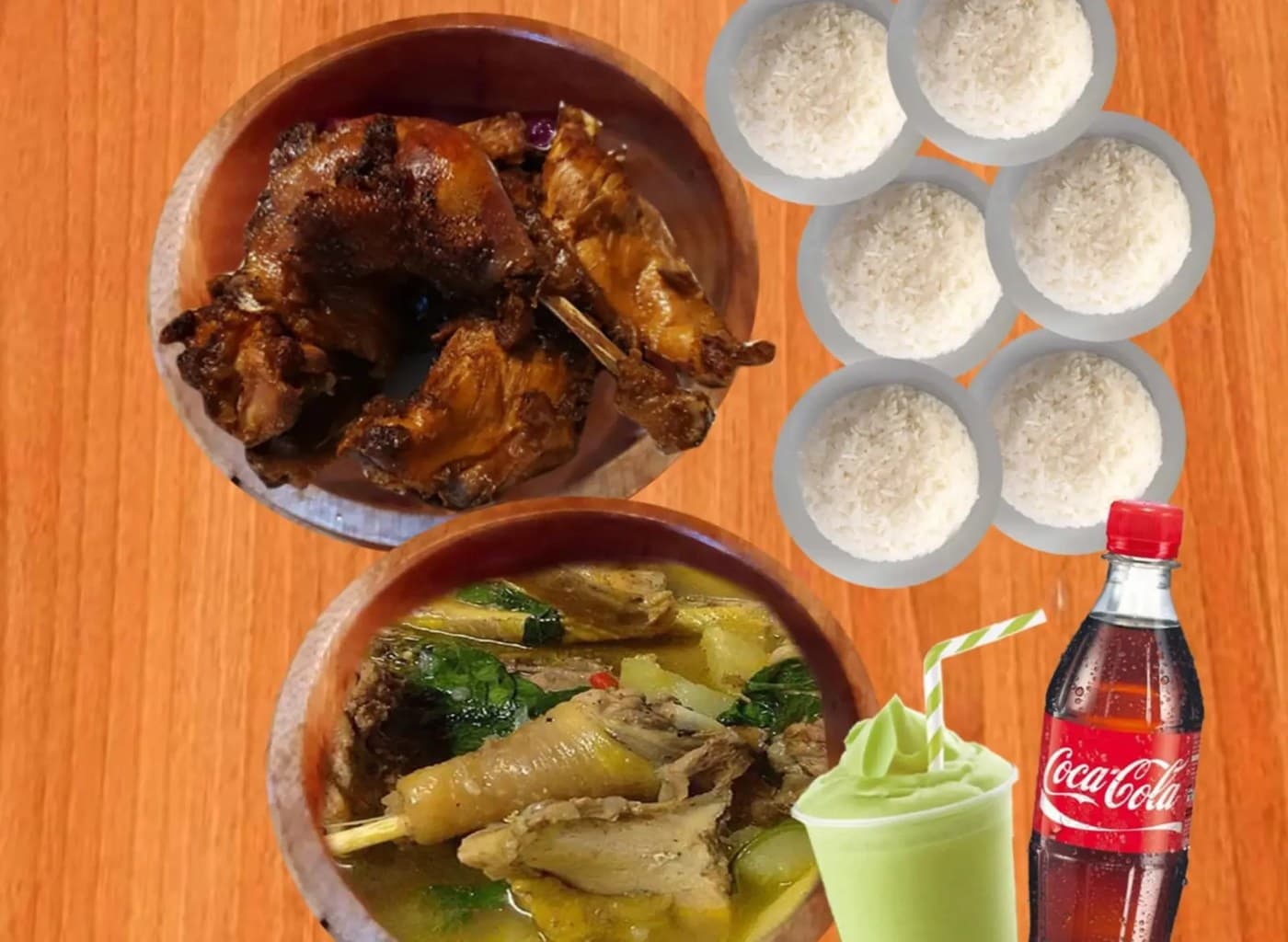 Adobo Manok Bisaya ,Tinola Manok Bisaya ,6cups Rice  ,Avocado Shake ,Mismo