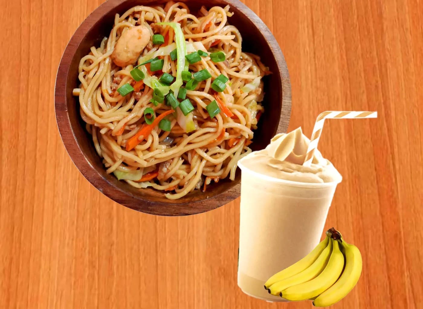 Pancit With Mangoe Fruitshake