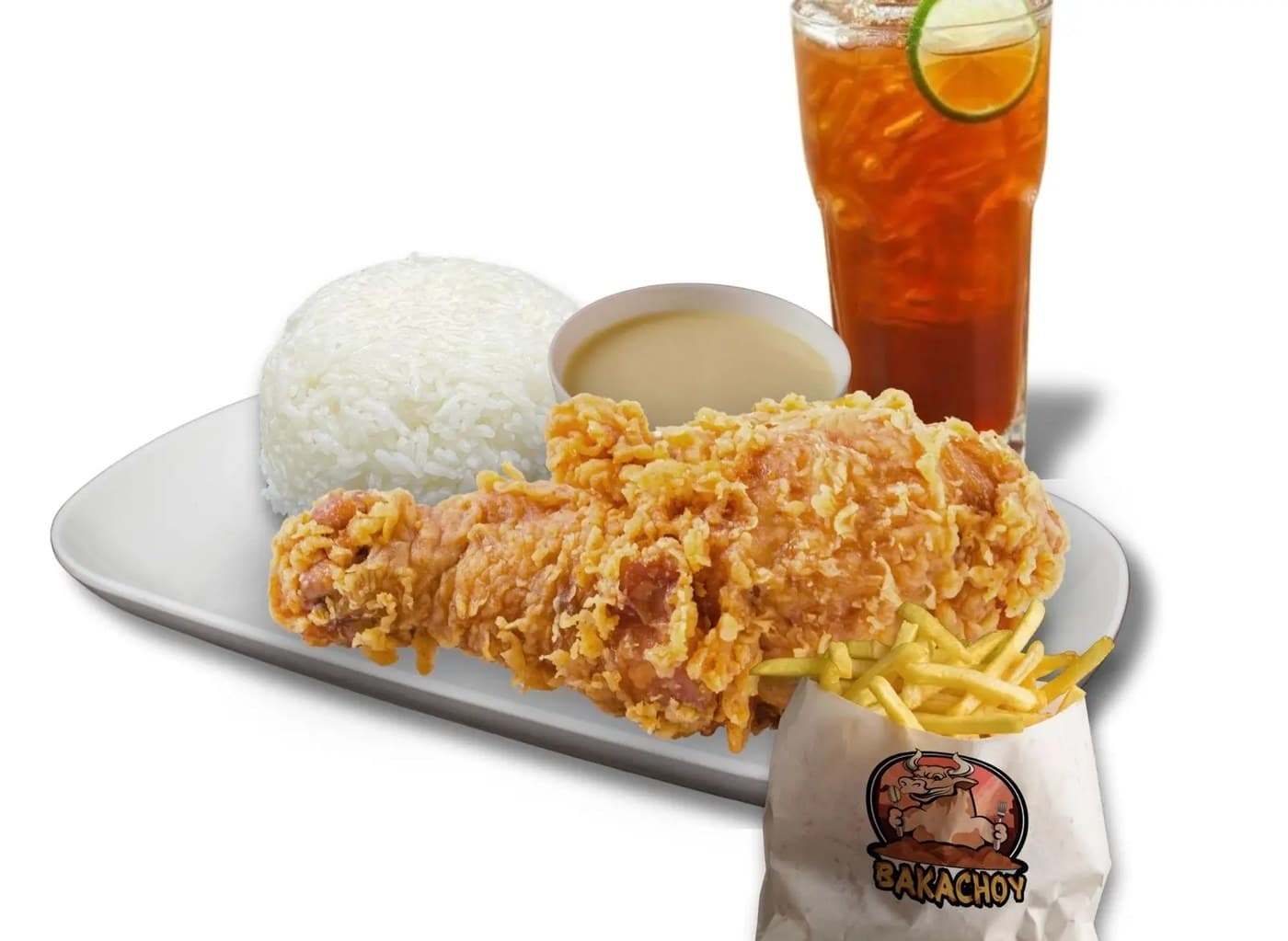 1-Pc  Flavored Chicken W Fries & Drink