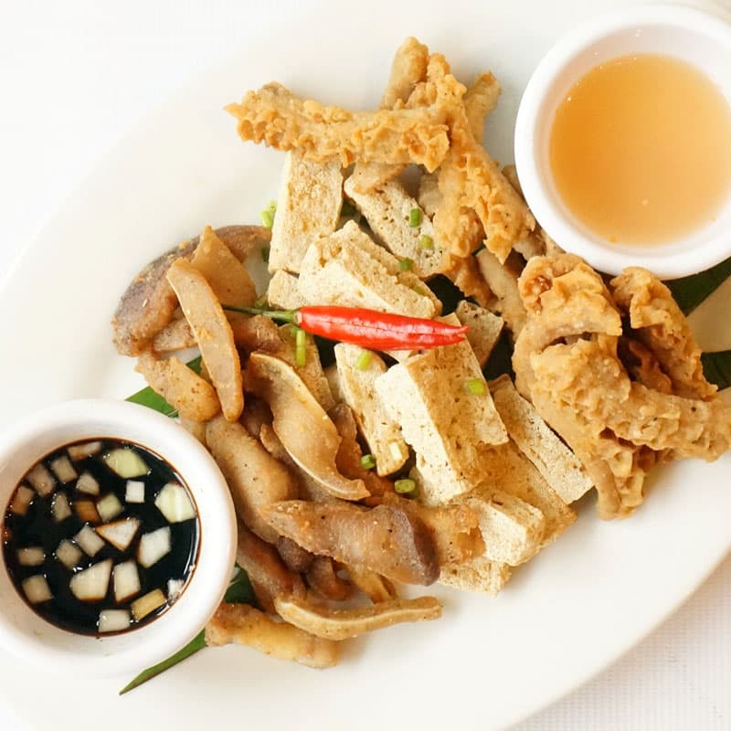 Fried Tokwa, Tripe, and Tenga