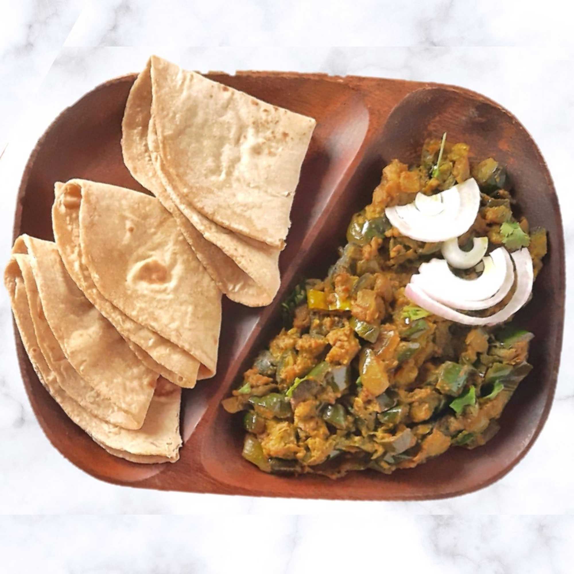 Baigan Bhaji (Eggplant Curry) with 3 Chapati