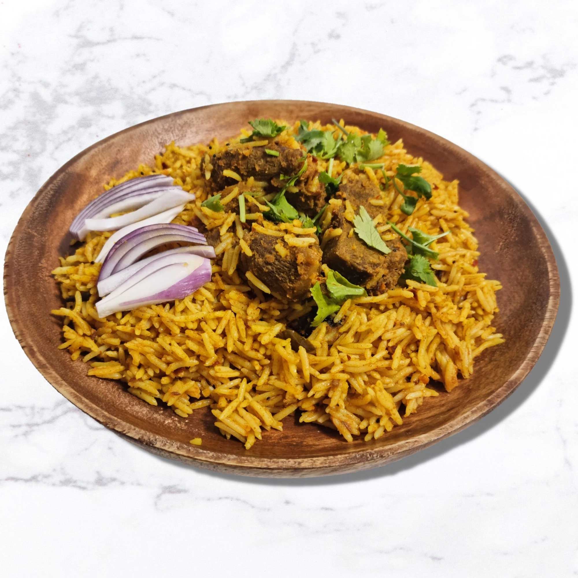 Beef Biryani with Yogurt Sauce
