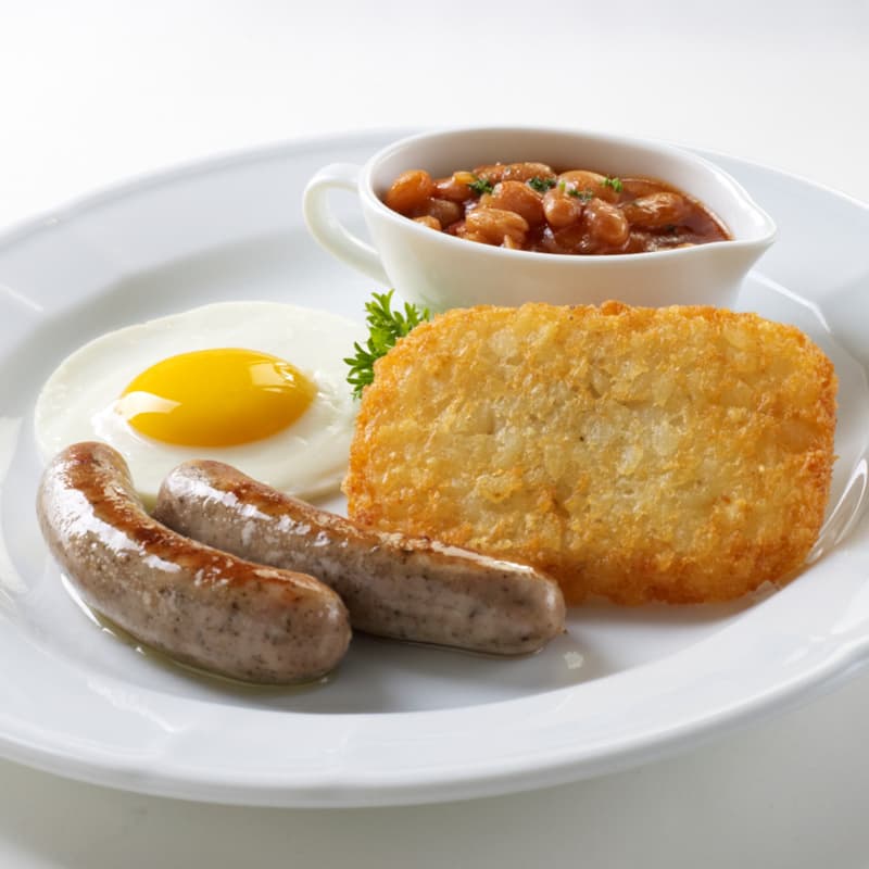 English Bangers, Beans and Egg