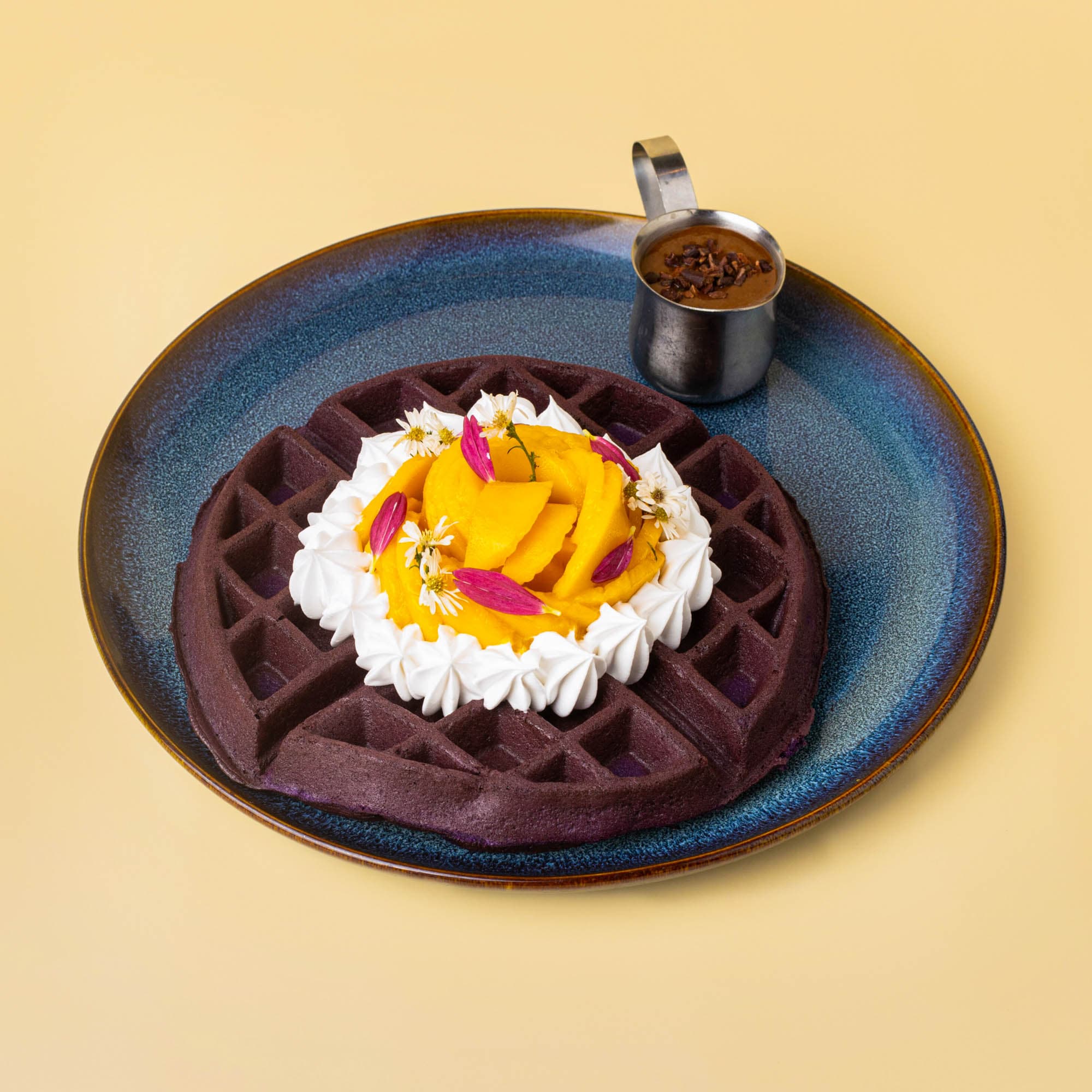 Ube Waffle With Mango
