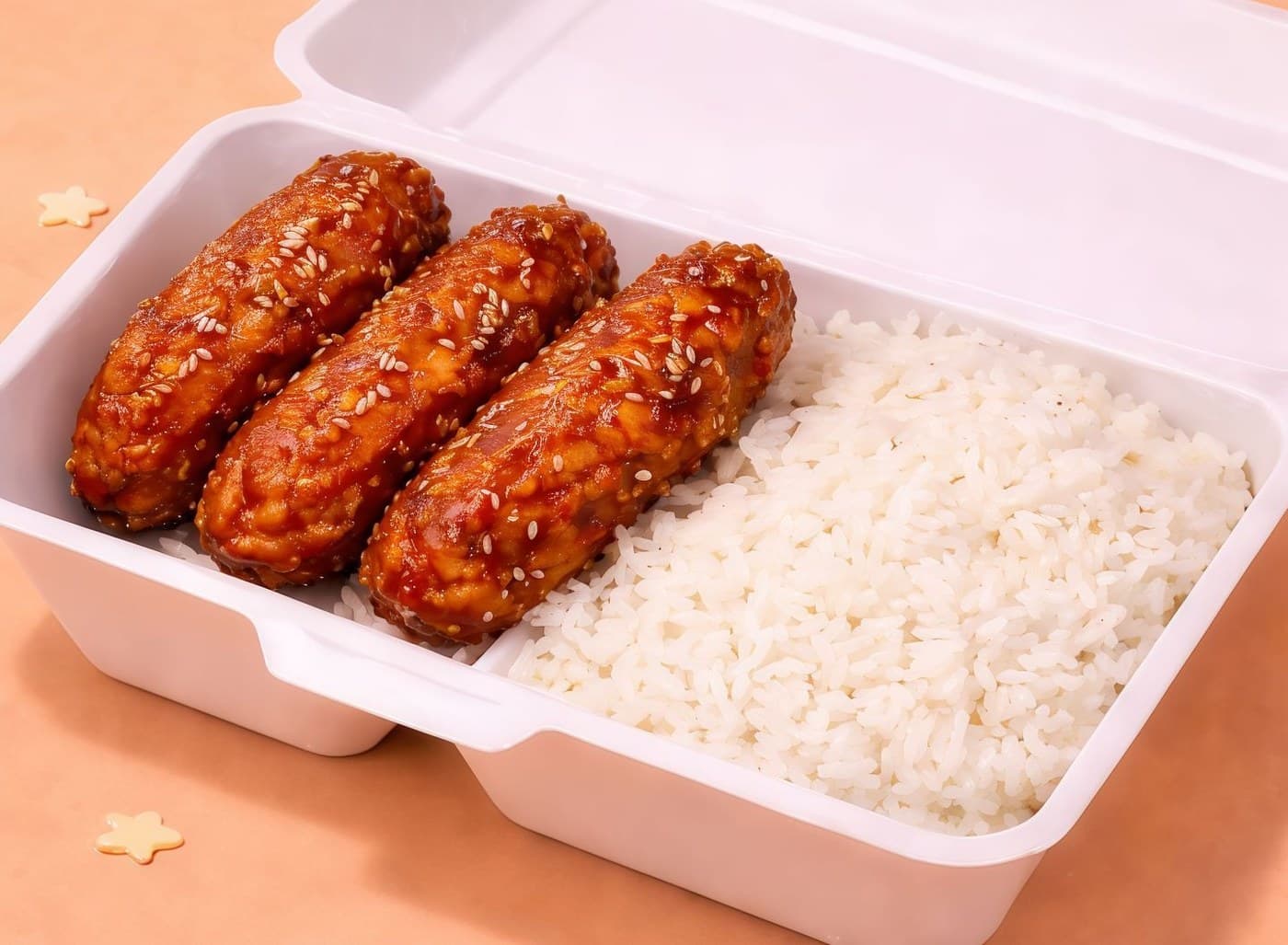 3 Pcs Korean Wings with Rice