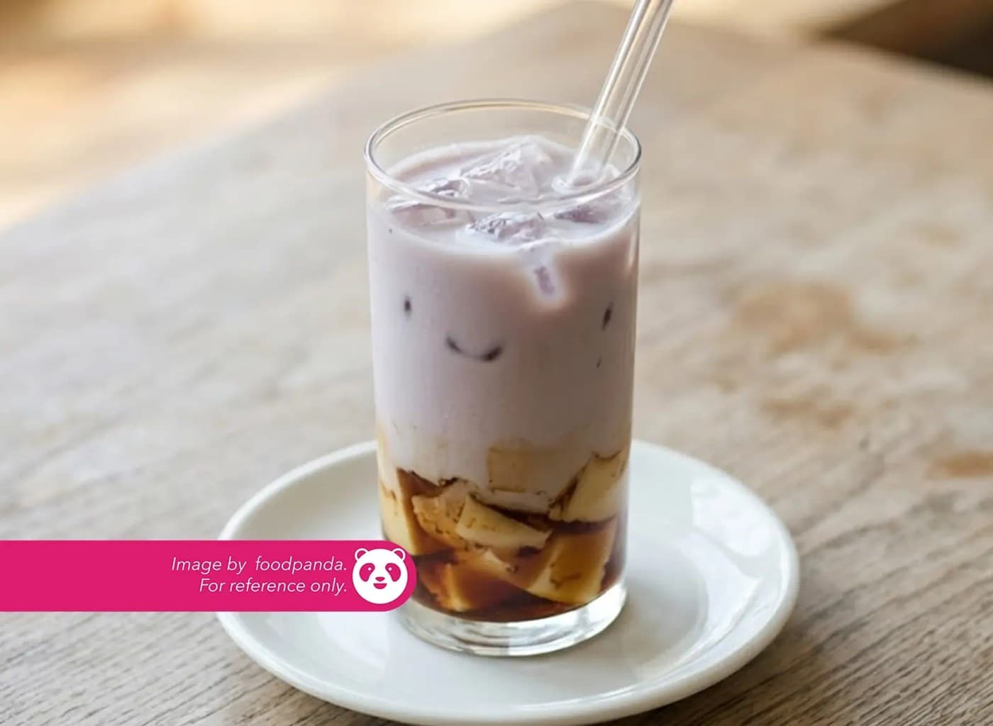 Iced Taro Milk Tea + Pudding