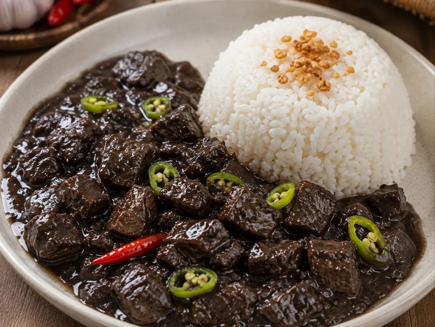 Dinuguan with rice