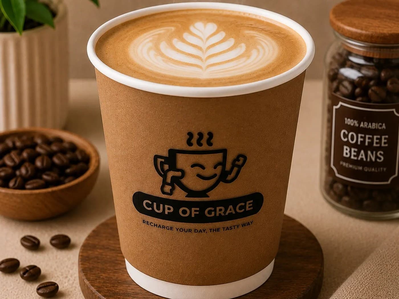 Hot Cafe latte(16oz)with Bite cringles