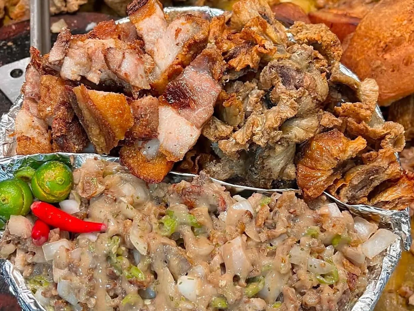 Bilao Sisig+Lechon Kawali + Chicharon Bulaklak