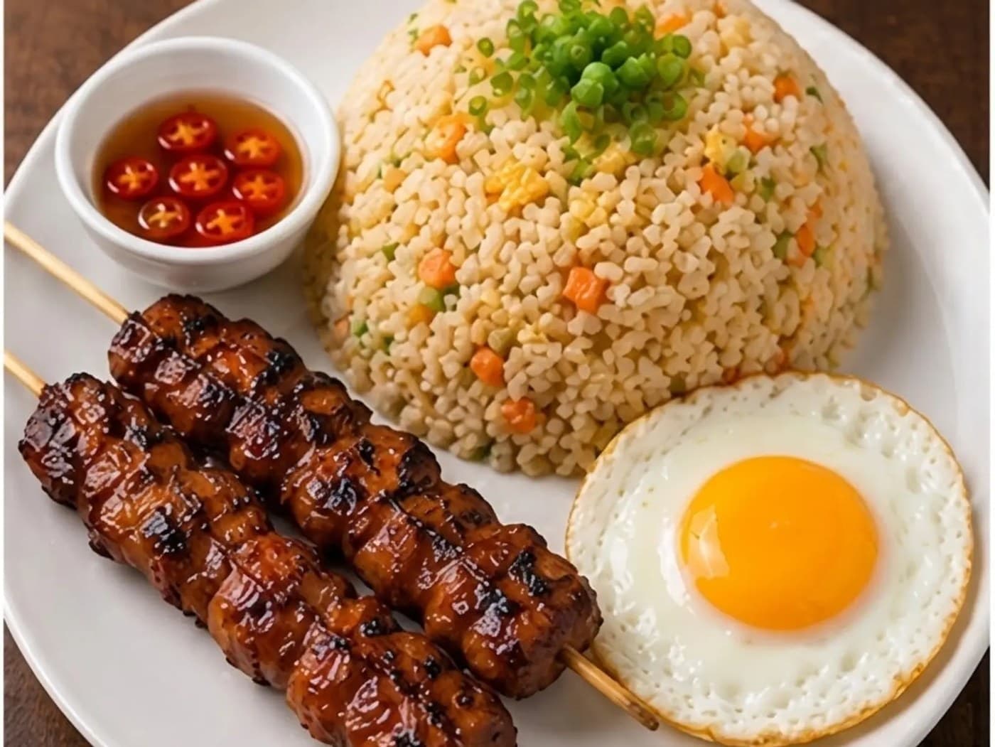 Pork Barbeque with Egg and Fried Rice