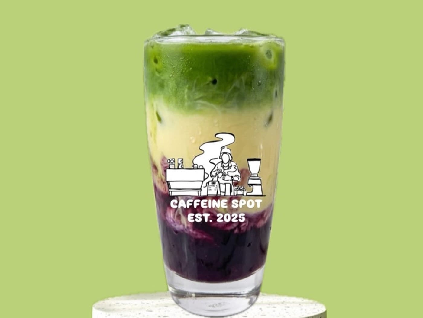 Ice Blueberry Matcha Latte