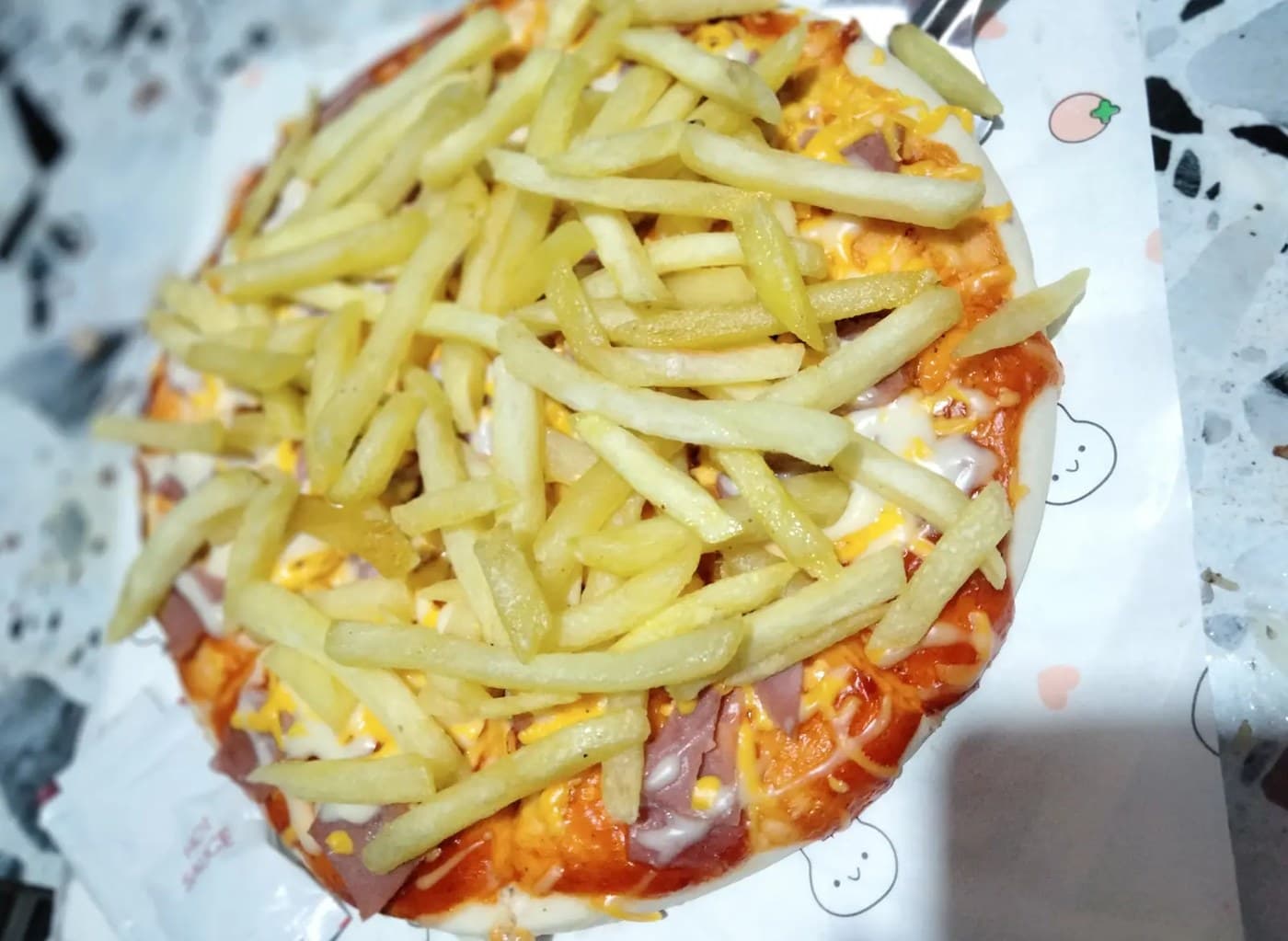 Ham And Fries Pizza
