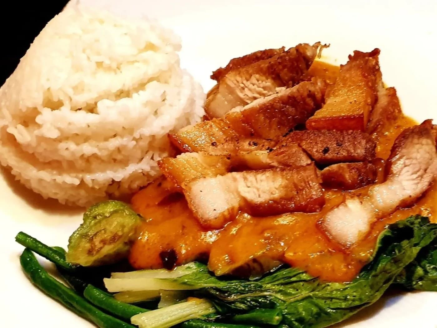 Lechon Kawali de Kare-kare Rice Meal