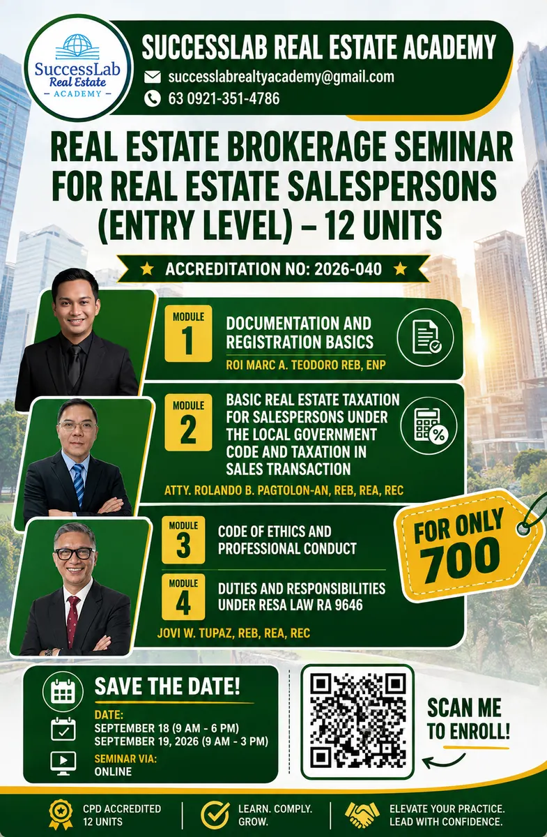 Real Estate Brokerage Seminar for Real Estate Salespersons (Entry Level) β 12 Units