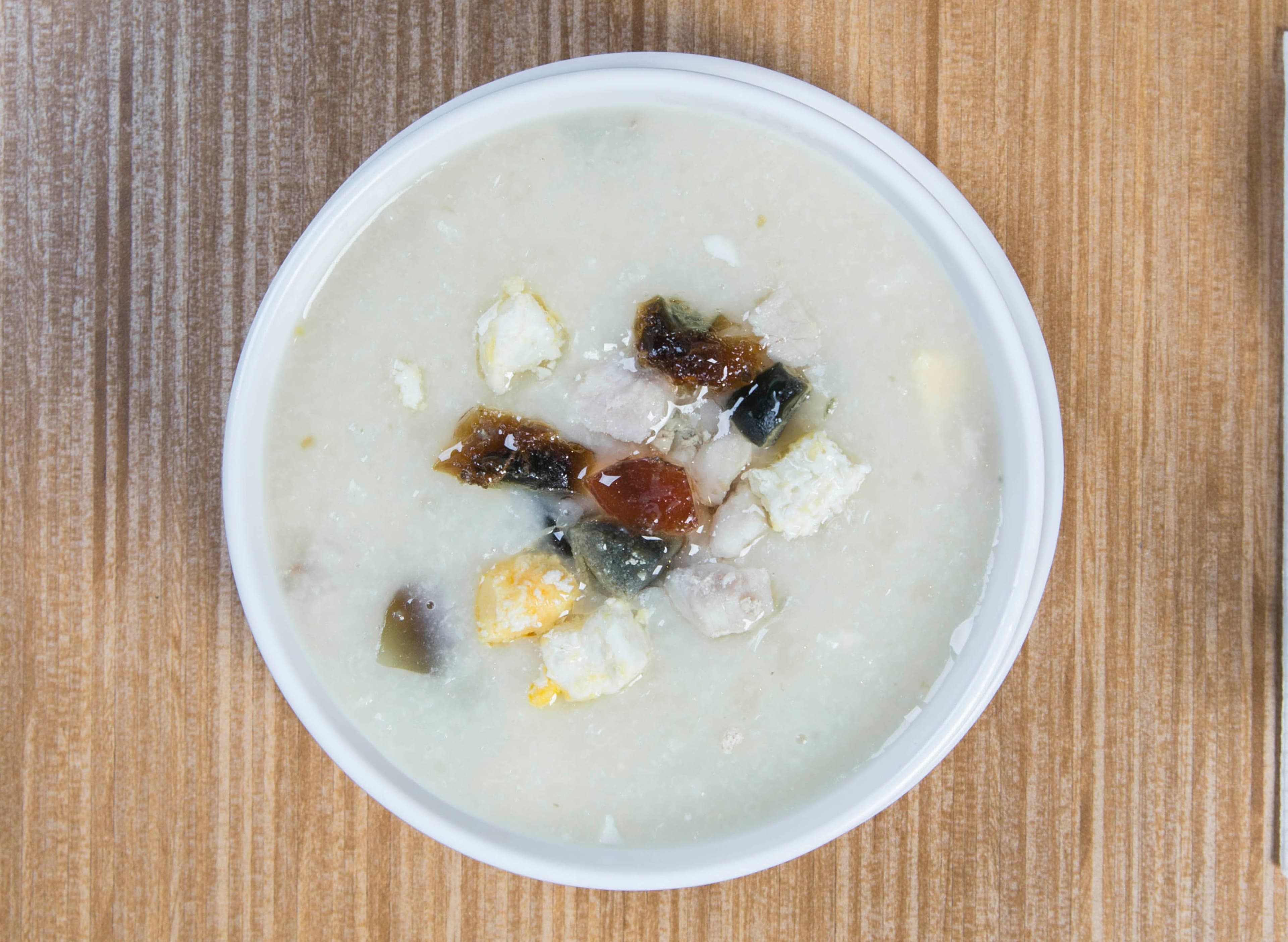 Congee with Lean Pork, Century Egg and Salted Egg
